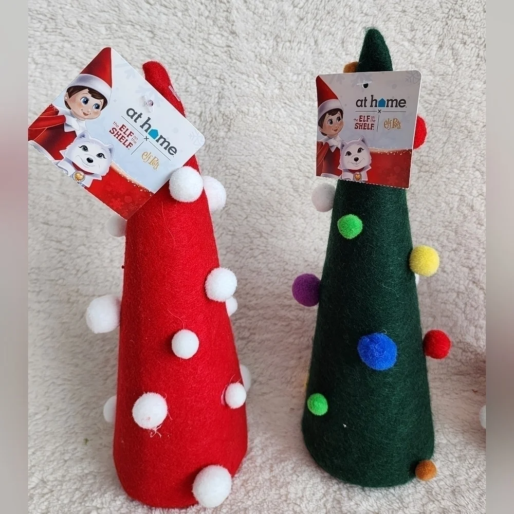 New the Elf on the shelf bundle of felt Christmas trees with pompoms 17